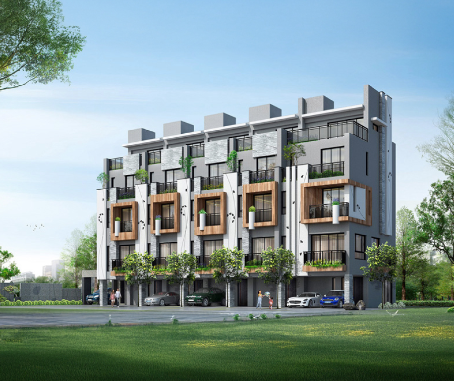 西屯園墅 建築外觀3D合成示意圖