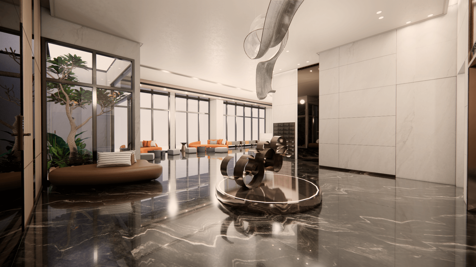 梯廳3D透視情境示意圖